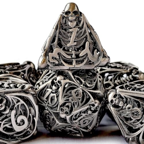 BESCON DICE Kupferwürfel, polyedrisch, DND, 7 Stück, Dungeon und Drache, Metallwürfel mit 3D-Totenkopf-Funktion, ausgehöhlte Metallwürfel, antikes Nickel BESCON DICE Kupferwürfel, polyedrisch, DND, 7 Stück, Dungeon und Drache, Metallwürfel mit 3D-Totenkopf-Funktion, ausgehöhlte Metallwürfel, antikes Nickel von BESCON DICE