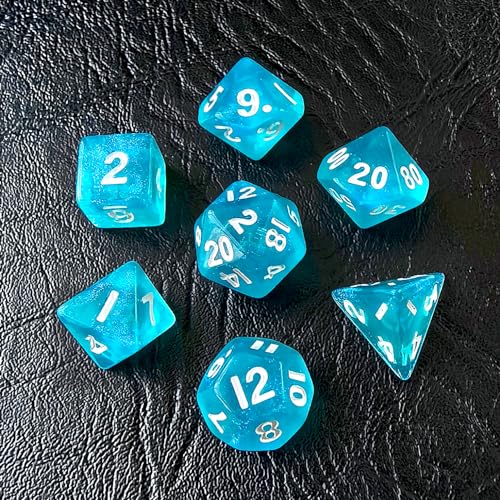 Moonstone Mini-DND-Würfel-Set für MTG-RPG-Rollenspiele, 10 mm, Dungeons and Dragons, Mondstein, hellblau von BESCON DICE