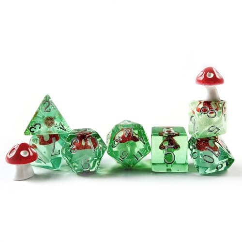 Mushroom Polyedrisches DND-Würfel-Set, Cartoon-Pilz-Würfel für Rollenspiele, Würfelspiele und MTG-Tischspiele, 7-teiliges Set von BESCON DICE