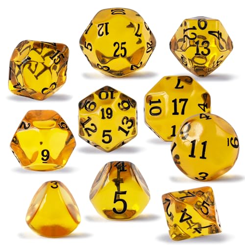 Polyedrisches Würfel-Set D3-D25, ungerade Zahlenwürfel D3, D5, D7, D9, D11, D13, D15, D17, D19, D25 für Rollenspiele, Tischspiele, Bernstein-Set, 10 Stück Polyedrisches Würfel-Set D3-D25, ungerade Zahlenwürfel D3, D5, D7, D9, D11, D13, D15, D17, D19, D25 für Rollenspiele, Tischspiele, Bernstein-Set, 10 Stück von BESCON DICE