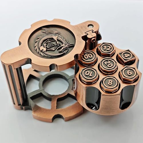 Revolver Metallwürfel-Set, 7-teilig, polyedrische Kugelwürfel mit drehbarem Revolver-Zylindergehäuse, Cyberpunk-Stil, Tisch-RPG-Würfel für Dungeons und Drachen, Tischspiele Revolver Metallwürfel-Set, 7-teilig, polyedrische Kugelwürfel mit drehbarem Revolver-Zylindergehäuse, Cyberpunk-Stil, Tisch-RPG-Würfel für Dungeons und Drachen, Tischspiele von BESCON DICE