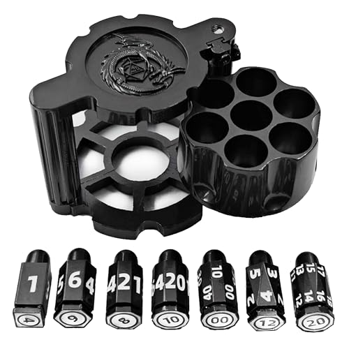 Revolver-Würfel-Set, 7-teilig, polyedrische Kugelwürfel mit drehbarem Revolver-Zylindergehäuse, Cyberpunk-Stil, Tisch-RPG-Würfel für Dungeons and Dragons, Tischspiele Revolver-Würfel-Set, 7-teilig, polyedrische Kugelwürfel mit drehbarem Revolver-Zylindergehäuse, Cyberpunk-Stil, Tisch-RPG-Würfel für Dungeons and Dragons, Tischspiele von BESCON DICE