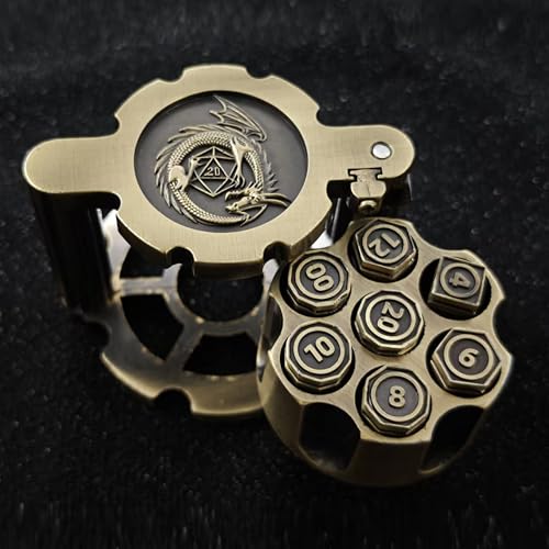 Revolver-Würfel-Set, 7-teilig, polyedrische Kugelwürfel mit drehbarem Revolver-Zylindergehäuse, Cyberpunk-Stil, Tisch-RPG-Würfel für Dungeons and Dragons, Tischspiele Revolver-Würfel-Set, 7-teilig, polyedrische Kugelwürfel mit drehbarem Revolver-Zylindergehäuse, Cyberpunk-Stil, Tisch-RPG-Würfel für Dungeons and Dragons, Tischspiele von BESCON DICE