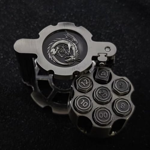 Revolver-Würfel-Set, 7-teilig, polyedrische Kugelwürfel mit drehbarem Revolver-Zylindergehäuse, Cyberpunk-Stil, Tisch-RPG-Würfel für Dungeons and Dragons, Tischspiele Revolver-Würfel-Set, 7-teilig, polyedrische Kugelwürfel mit drehbarem Revolver-Zylindergehäuse, Cyberpunk-Stil, Tisch-RPG-Würfel für Dungeons and Dragons, Tischspiele von BESCON DICE