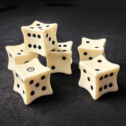 Set mit 6 Knochenwürfeln, 16 mm, gebogene Knochenwürfel, D&D, RPG-Spiel, D6, sechsseitige Kunststoff-Knochenwürfel, 6-teiliges Set Set mit 6 Knochenwürfeln, 16 mm, gebogene Knochenwürfel, D&D, RPG-Spiel, D6, sechsseitige Kunststoff-Knochenwürfel, 6-teiliges Set von BESCON DICE