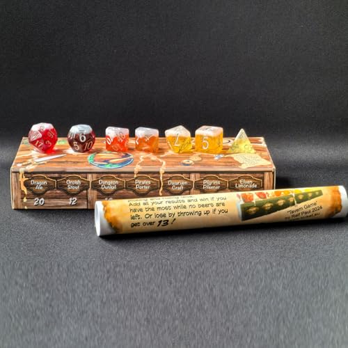 The Tavern Trinkspiel, polyedrisches Bierwürfel-Set für Trinkspiel oder RPG-Spiele (7-teiliges Taverne-Set) von BESCON DICE