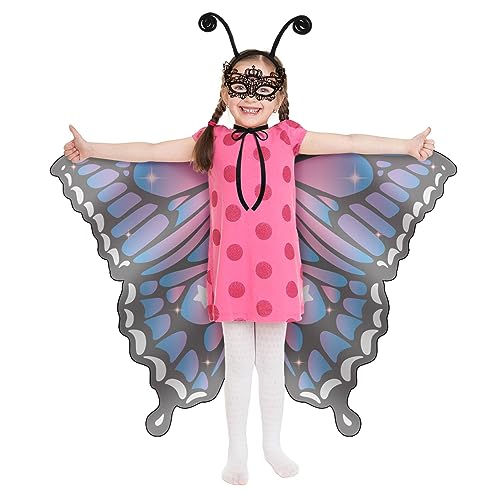 1 Set Schal Fingerschlaufen Ballumhang Maskiert Kinder Schal: Polyester Augenmaske: Spitze Stirnband: Kunststoff Kostüm dreiteilig Fee von BESPORTBLE