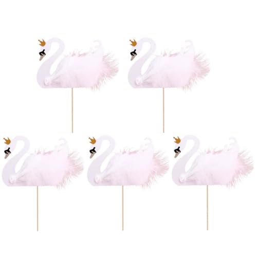 BESPORTBLE 1-5 m Kucheneinsatz Party-Etiketten Für Buffets Cocktailkarten Schwanen Kuchenaufsatz Hochzeits Cupcake Topper Runde Zahnstocher Tier Motive Themen Papier Designs von BESPORTBLE