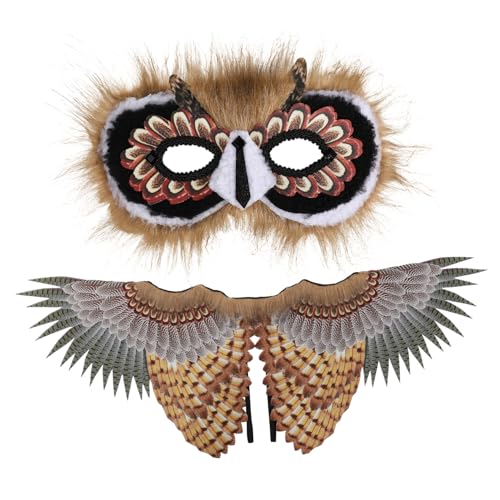 BESPORTBLE 1 Satz Eulenflügel Kostüm Set für Teiliges Cosplay Outfit mit Maske und Flügeln für Partys Bühnenauftritte und Karneval Realistische Form Einfach zu Verwenden aus Vliesstoff von BESPORTBLE