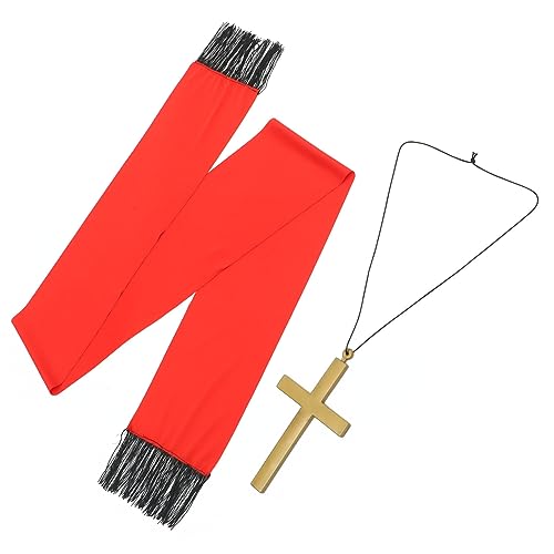 BESPORTBLE 1 Satz Geist Priester hat gestohlen Forderung Mönchskostüm Bausatz Unisex halloween fotohintergrund halloween dekoration Priester-Accessoire Kostüm mit großem Kreuzanhänger Plastik von BESPORTBLE