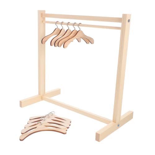 BESPORTBLE 1 Satz Holz Puppen Kleiderständer Miniatur Puppen Outfit Halter für Hochwertige Aufbewahrung für Puppenkleider und Plüschtiere Elegantes Design für Puppenhaus Zubehör von BESPORTBLE