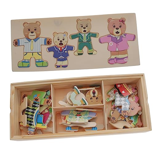 BESPORTBLE 1 Satz Holzpuzzle mit Wechselbaren Tierkleidungen Pädagogisches für Holzspielzeug für Fördert Kreativität und Hand Augen Koordination Bär von BESPORTBLE