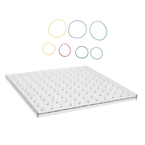 BESPORTBLE 1 Satz Kreatives Geoboard mit Gummibändern Dualseitige Lehrtafel für Lernspielzeug für Mathematik und Geometrische Übungen Transparent Bunte Gummibänder von BESPORTBLE