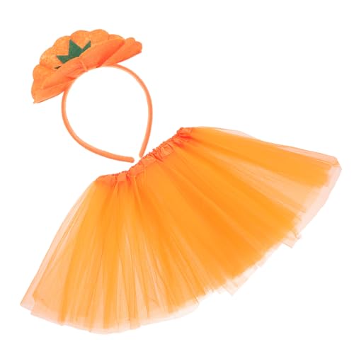 BESPORTBLE 1 Satz Kürbis Stirnband -kürbis-halloween-kostüm Kürbis-halloween-kostüm Für Mädchen-halloween-tutu Tutu-rock Halloween-haarschmuck Für Vlies Orange von BESPORTBLE
