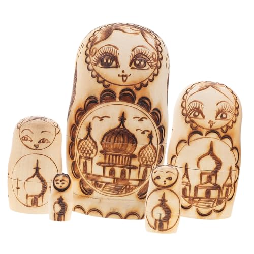 BESPORTBLE 1 Satz Lagige Holz Nesting Dolls mit Doppeladler Unbemalte Matryoshka Puppen für Kreative Bastelprojekte Geschenkidee für Dekorative Aufbewahrung von BESPORTBLE