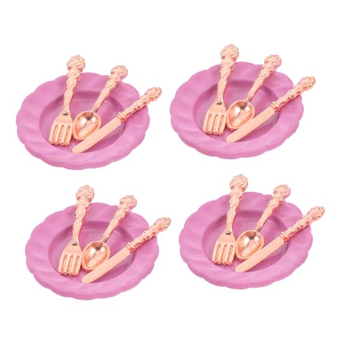 BESPORTBLE 1 Satz Mini Haus Zubehör Set Teiliges Miniatur Geschirrset mit Tellern Gabeln Löffeln Messern für Puppenhäuser für Mini Deko und Spielzeugküche von BESPORTBLE