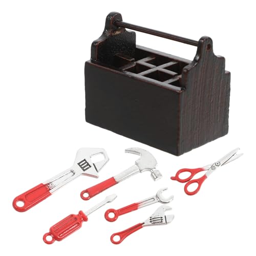 BESPORTBLE 1 Satz Mini Werkzeugkasten Set für Kreatives Puppenhaus Zubehör mit Werkzeug und Toolbox für Mini Dekoration und DIY Projekte von BESPORTBLE
