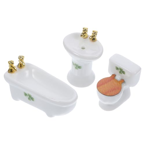 BESPORTBLE 1 Satz Miniatur Badezimmermöbel Set Teiliges Keramik Badezimmer für Puppenhäuser Toilette und Waschstand für DIY Miniaturhäuser und Spielzeugzimmer von BESPORTBLE