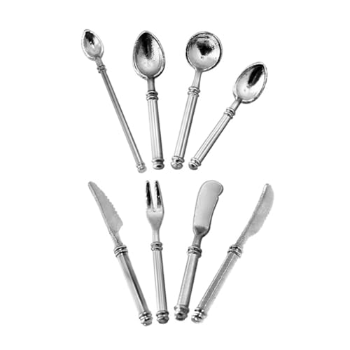 BESPORTBLE 1 Satz Miniatur Küchenzubehör Set Teiliges Puppenhaus Geschirr Silberne Mini Gabeln Messer und Löffel für DIY Miniaturküche und Puppenhaus Dekoration von BESPORTBLE