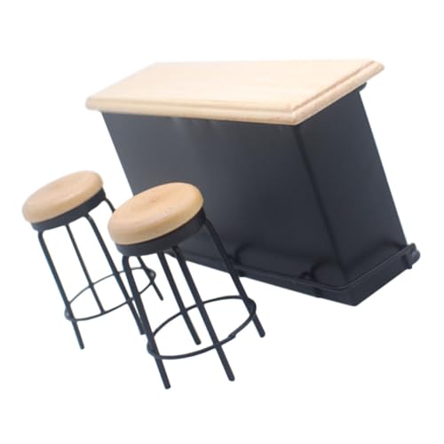 BESPORTBLE 1 Satz Miniatur Puppenhaus Möbel Set Bar Theke mit Stühlen für Miniatur Szenen Hochwertiges Holz Zubehör für Puppenhaus Deko und Lifelike Design für Romantische Atmosphären von BESPORTBLE