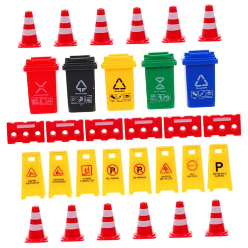 BESPORTBLE 1 Satz Miniatur Verkehrszeichen Spielset für Verkehrshindernissen Mini Mülleimern und Verkehrskegeln Verkehrserziehung und Praktischen Fähigkeiten von BESPORTBLE