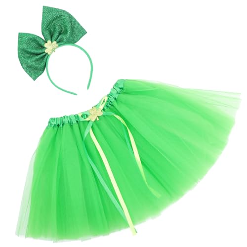 BESPORTBLE 1 Satz Partykleidung Dekoration Kinderkommode Tragegurt Tutu-rock Und Stirnband St Patrick Stirnband Partykostüm Bogenstirnband Cosplay-requisite Für Green Gittergewebe von BESPORTBLE