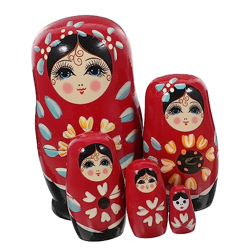 BESPORTBLE 1 Satz -Puppe Aus Holz Verschachtelung -Puppen Puppendekoration Aus Holz Kinderspielzeug -Puppen Nistpuppen Für Klassische Rot Hölzern von BESPORTBLE