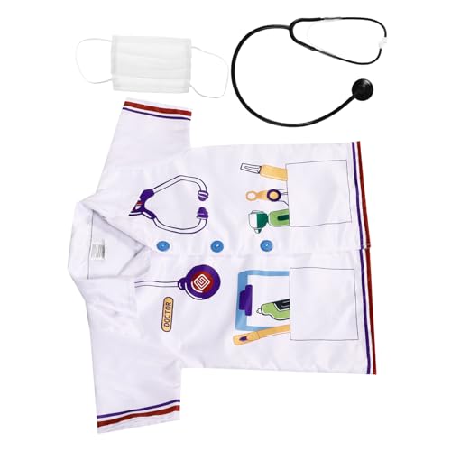 BESPORTBLE 1 Satz Satz Play Doctor Kit Für Kleinkinder Arztkittel Für Arztkostüm Kleinkind Arzt-Laborkittel-kostüm Arzt Arztkoffer Für -peelings Weiß Nylon von BESPORTBLE