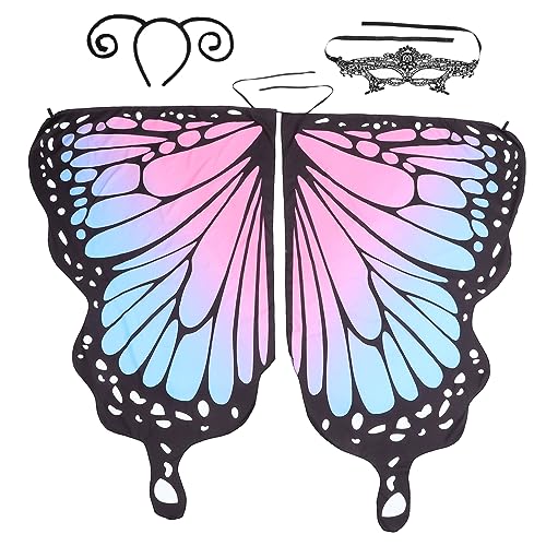 BESPORTBLE 1 Satz Schmetterlings-Schal-Cape Kostüme Flügel Stirnband Mantel Dekoration kopftuch kopftücher eyepatches Fee Schmetterling Kostüm Bühnenaufführungs-Schmetterlingsumhang Polyester von BESPORTBLE