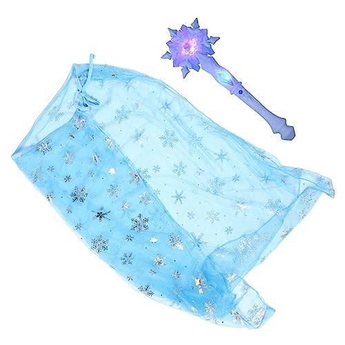 BESPORTBLE 1 Satz Schneeflockenstab Cosplay Kind CAPES Outfits Mädchen kleidung glitzer kleider spielzeuge leichte Zauberstäbe Party blinkender Zauberstab Feenstab Stoff Blau von BESPORTBLE