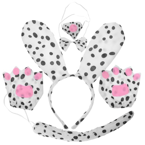BESPORTBLE 1 Satz Spotted Hundestirnband -set Welpenschwanz Hundekostüm-set Hundekostüm Partydekorationen Party Dekoratives Stirnband Hundeohren Stirnband Cosplay-zubehör Stoff von BESPORTBLE