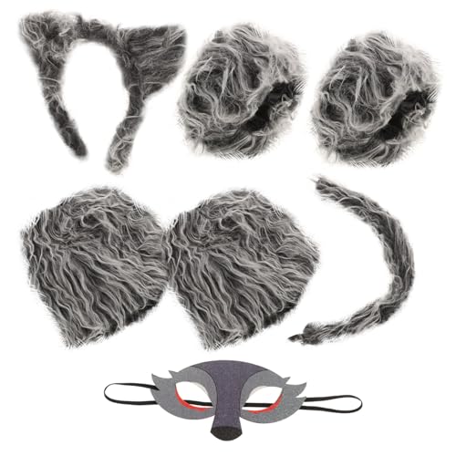 BESPORTBLE 1 Satz Wolf Cosplay Kostüm Set Teiliges Tierkostüm für Halloween Wolf Maske und Accessoires für Bühnenaufführungen und Karneval von BESPORTBLE