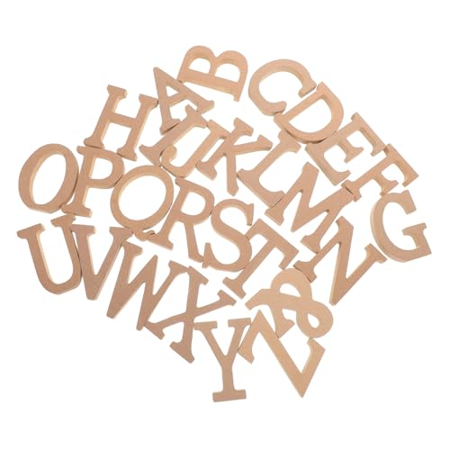 BESPORTBLE 1 Set Basteln, Unlackiertes Holzalphabet Mit Symbol, 26 Leere Holzalphabetbuchstaben, Rustikale Holzbuchstaben Für Heimwerker- Und Heimdekorations-kunstprojekte von BESPORTBLE
