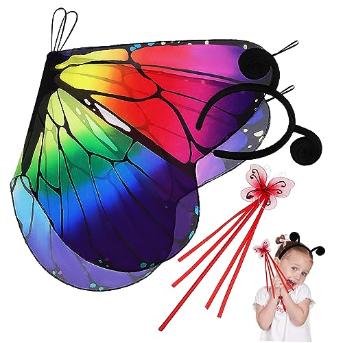 BESPORTBLE 1 Set Halloween Cosplay Simulation Schmetterlingsflügel Umhang Kostüm Requisiten 3 Teiliges Set Schmetterlingsflügel Cape Tutu Schmetterlingsflügel Schal Kostüme Kit Party von BESPORTBLE