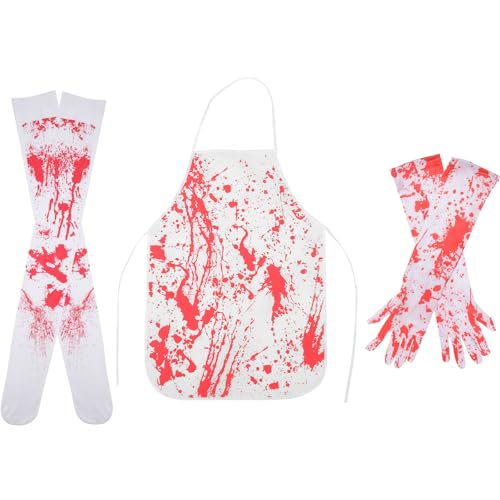 BESPORTBLE 1 Set Halloween-Kostüme: Gruselige blutige Handschuhe und Socken mit Schürze – Halloween-Cosplay-Kostüm-Set für Partys – Gruselige blutbefleckte Accessoires von BESPORTBLE