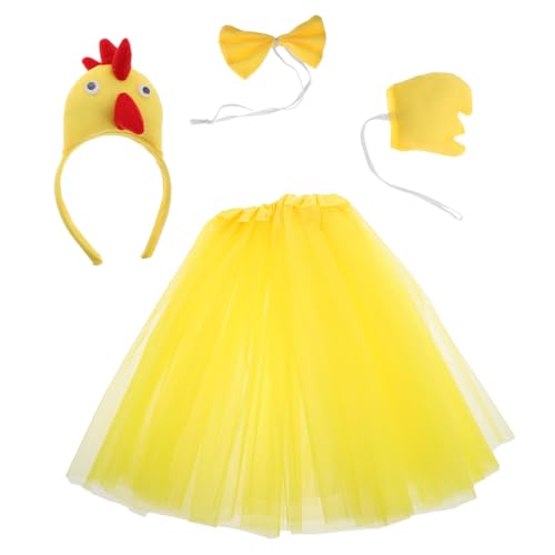 BESPORTBLE 1 Set Hühnchen -tierkostüm Küken Stirnband Fliege Tutu -rock Set Für Halloween Dress Up Cosplay Party Tutu Stirnband Für Cosplay Und Party Dress Up von BESPORTBLE