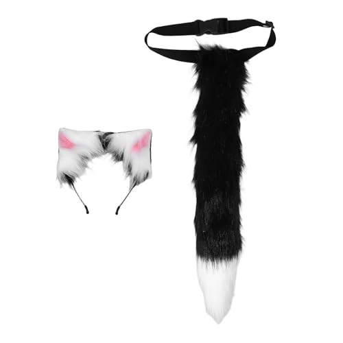 BESPORTBLE 1 Set Katzenohren, Stirnband und – Tier-Cosplay-Kostüm – Zubehör für Geburtstagspartys – Halloween-Katzenkostüm-Set für Tier-Verkleidungspartys für Frauen und Mädchen von BESPORTBLE