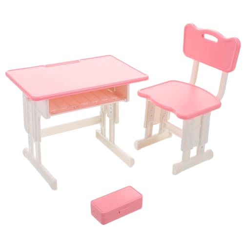 BESPORTBLE 1 Set Miniatur-Schreibtisch Und -Stuhl: Winzige Möbeldekoration – Puppenhaus-klassenzimmerzubehör – Tragbares Mini-schulspielset Für Rollenspiele von BESPORTBLE