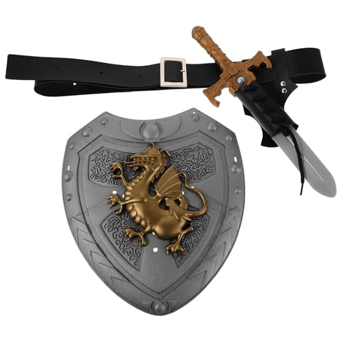 BESPORTBLE 1 Set Ritterkostümzubehör mit mittelalterlichem Schild und Piratenschwert für Wikinger-Renaissance-Kostümrequisiten, Halloween-Partyzubehör von BESPORTBLE