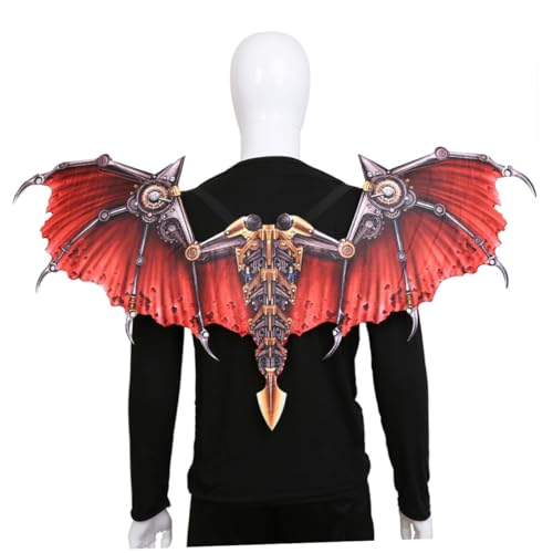 BESPORTBLE 1 Stück Drachenflügel halloween wings Dampfpunk Halloween Kostümzubehör Erwachsene Steampunk-Flügel Halloween-Flügel Cosplay-Party-Flügel faltbare Partyflügel Karnevalsflügel rot von BESPORTBLE