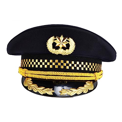 BESPORTBLE 1 Stück Kapitänsmütze für Erwachsene Verstellbare Langlebige Uniformkappe für Kostümpartys und Cosplay Schwarz mit Goldenen Akzenten für Mottopartys und Rollenspiele BESPORTBLE 1 Stück Kapitänsmütze für Erwachsene Verstellbare Langlebige Uniformkappe für Kostümpartys und Cosplay Schwarz mit Goldenen Akzenten für Mottopartys und Rollenspiele von BESPORTBLE