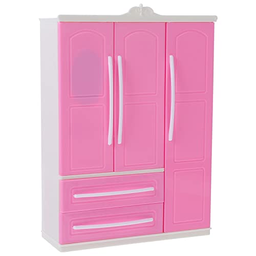 BESPORTBLE 1 Stück Miniatur Puppen Kleiderschrank aus Dreitüriger Kleider Organizer für Puppenmöbel für Puppenhaus Zubehör Fördert die Kreativität und Kognitive Entwicklung von Kindern von BESPORTBLE