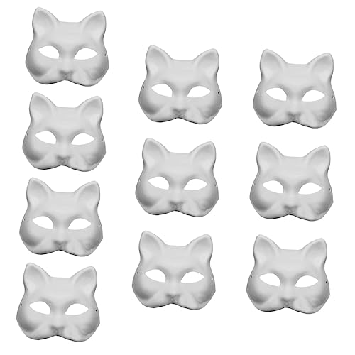 BESPORTBLE 10 Stück DIY Bemalbare Weiße Pappmaché Katzen Masken Leichte Masquerade Masken für Karneval Halloween Party Kinderfreundlich Vielseitig Einsetzbar Blanko BESPORTBLE 10 Stück DIY Bemalbare Weiße Pappmaché Katzen Masken Leichte Masquerade Masken für Karneval Halloween Party Kinderfreundlich Vielseitig Einsetzbar Blanko von BESPORTBLE
