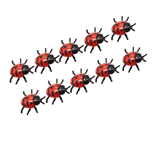 BESPORTBLE 10 Stück Kleiner Simulations Marienkäfer Deko Für Kleiner Gärten PVC Material Bunte Farben Selbstgemacht Gartenornamente Für Blumentopf Dekorationen von BESPORTBLE