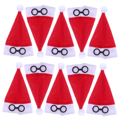 BESPORTBLE 10stücke Mini-weihnachtsmannmützen Zum Basteln Weinflaschenornament Puppenkleidungszubehör Kleine Weihnachtsmützen Utensilienhülle Weihnachtsbesteckhalter Schneemannmützen von BESPORTBLE