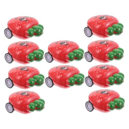 BESPORTBLE 10 Stück Teiliges Auto mit Erdbeer Modell Sicherer Rückziehmechanismus für Geburtstagsfeiern und Klassenzimmer für Jungen und Mädchen von BESPORTBLE
