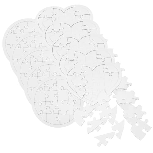 BESPORTBLE 10 Stück Teiliges Blanko Puzzle aus Papier DIY Zeichnen und Basteln für Runde Herzförmige Puzzle Teile Kreatives Lernspielzeug für Kindergeburtstag und Beschäftigung von BESPORTBLE