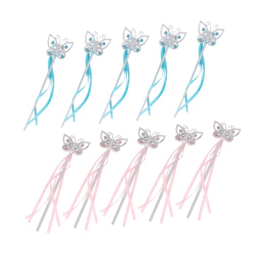 BESPORTBLE 10 Stück Teiliges Feenstäbe mit Schmetterlingsband Leichter Zauberstab für Mädchen als Party deko Verkleidung und Bunte für Kostüm und Bühnenauftritte Zufällige Zufällige Farbe von BESPORTBLE