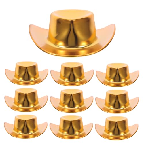 BESPORTBLE 10 Stück Teiliges Mini Cowboyhut mit Glitzereffekt Kleine Plastik Hüte für Puppenhaus Dekoration DIY Basteln Trendige Western Accessoires für Puppen Kuscheltiere und Miniaturen von BESPORTBLE