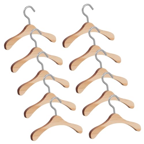 BESPORTBLE 10 Stück Teiliges Mini Holz kleiderbügel für Puppenkleidung Robuste Einfache Mini aufhänger für Puppenhäuser und Kleine Kleidungsstücke von BESPORTBLE